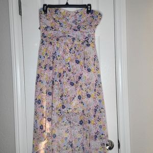 Strapless Floral High Low Dress